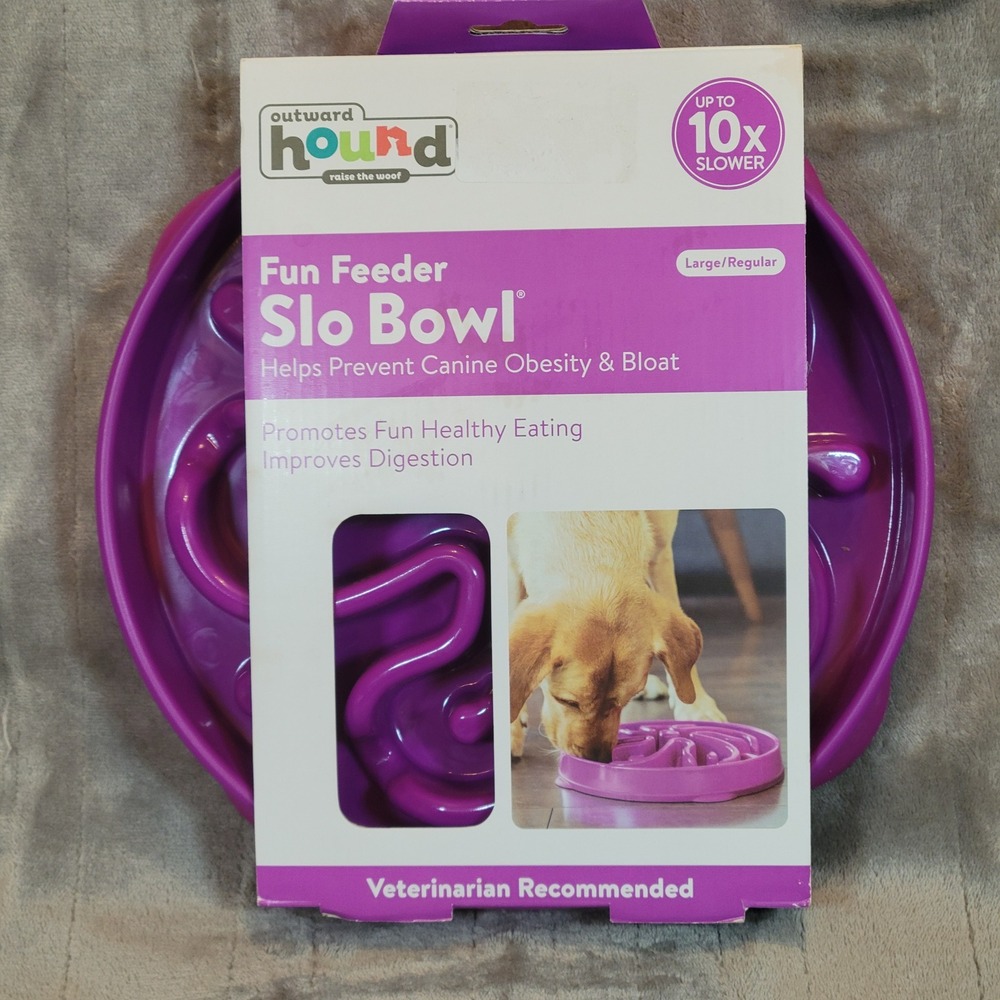Outward Hound Fun Feeder Slo Bowl Dog Large Purple Slow Feeder Maze Bowl